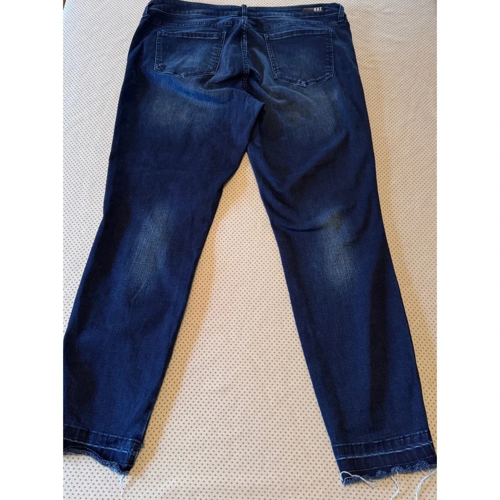 Kut from the Kloth Donna Ankle Skinny Jeans Dark Wash Raw Hem Size 14 Womens - Picture 2 of 7